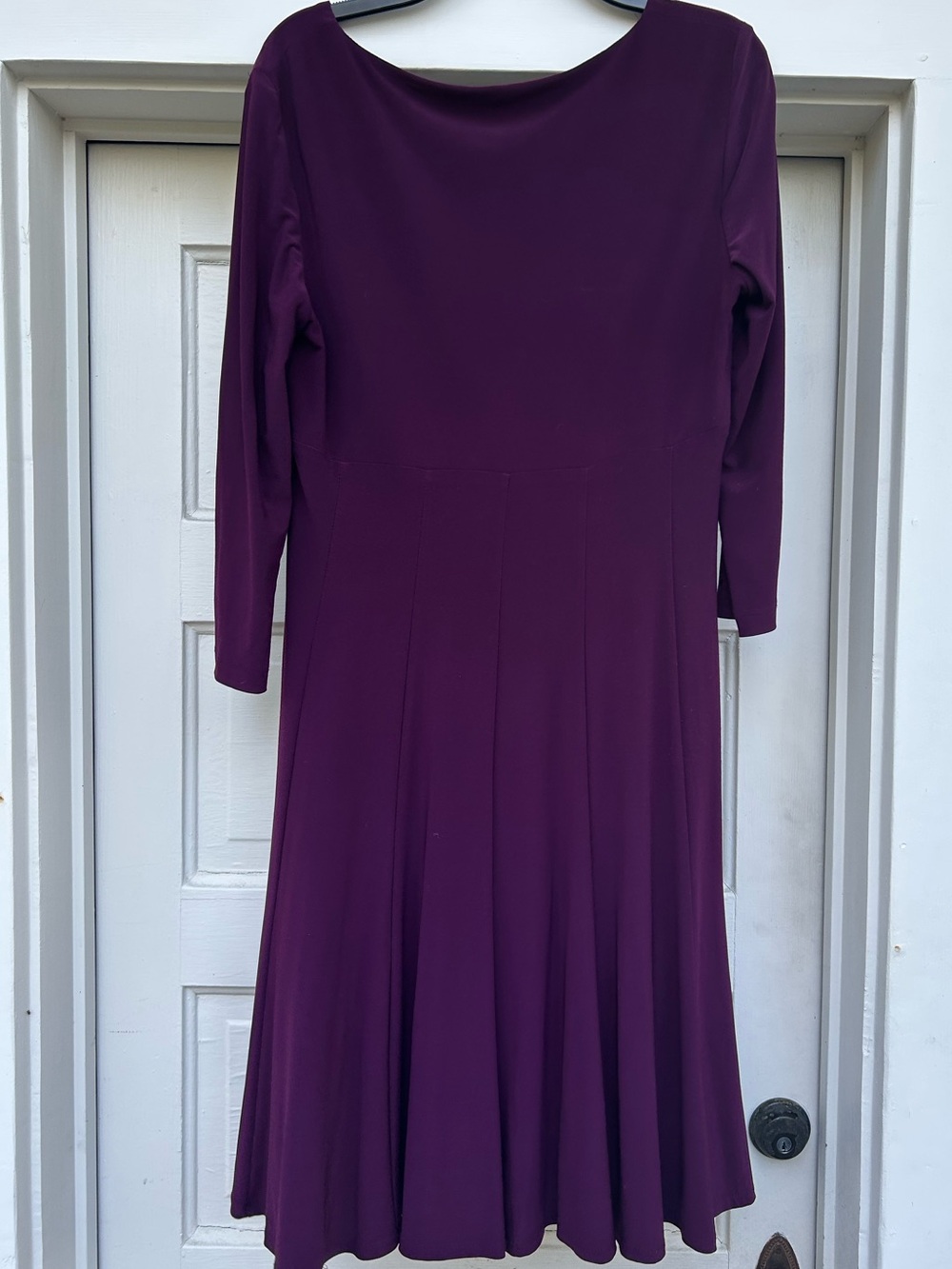 Lauren Ralph Lauren Deep Plum Long-Sleeve Fit & Flare Dress